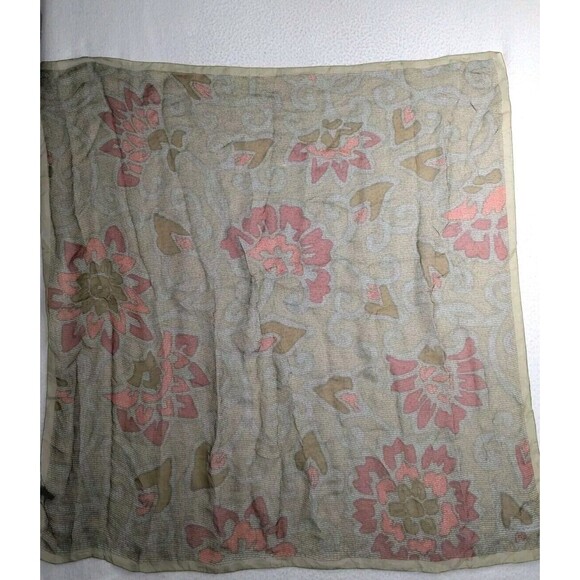 Emporio Armani Silk Scarf Cover Wrap Stole 44x45 Floral Green Gray - Picture 1 of 9